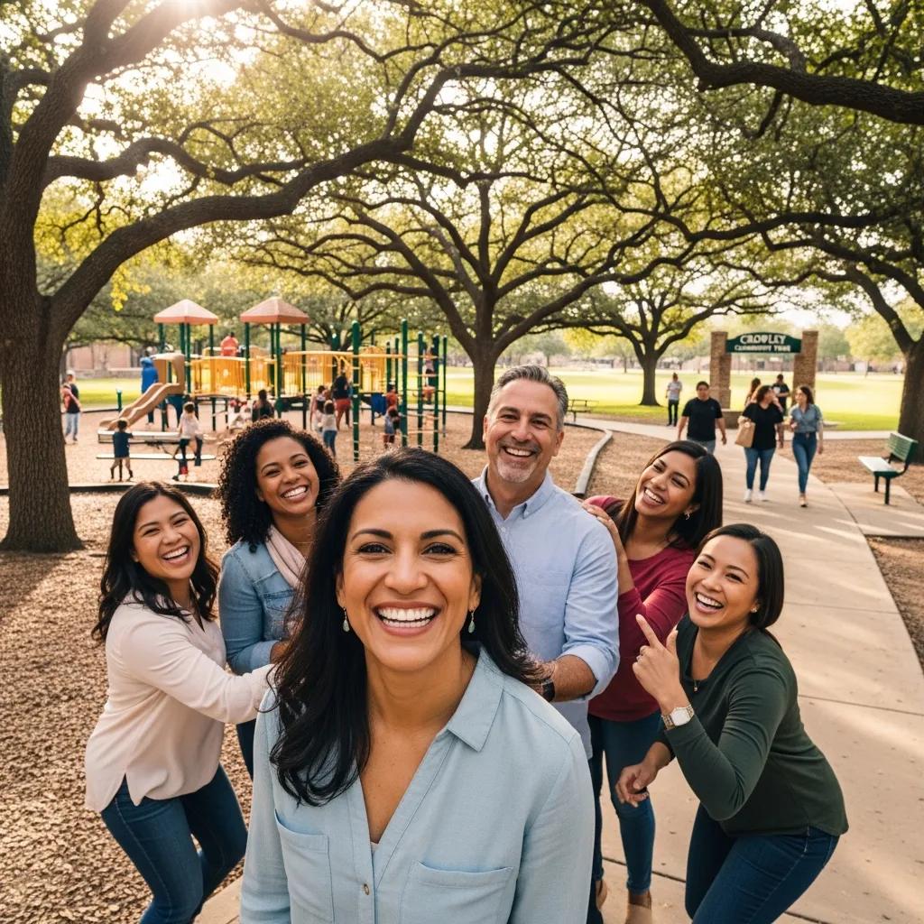 Happy patient in Crowley celebrating after dental implant success