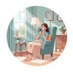 Patient resting at home after dental implant surgery, showcasing a peaceful recovery environment