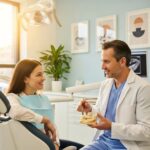Dental consultation about implants in a welcoming clinic environment