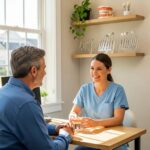 Dental consultation on implants in a welcoming clinic environment