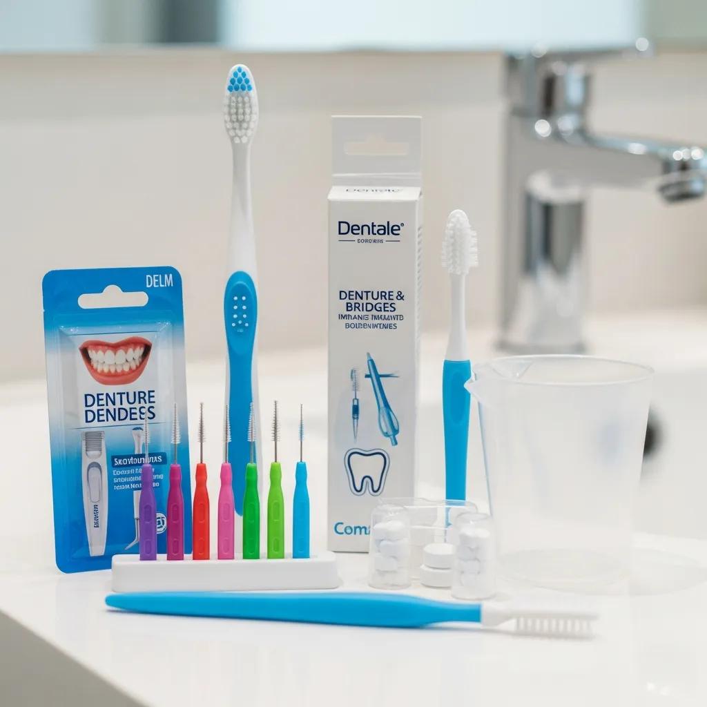 Dental hygiene products for cleaning implants, bridges, and dentures