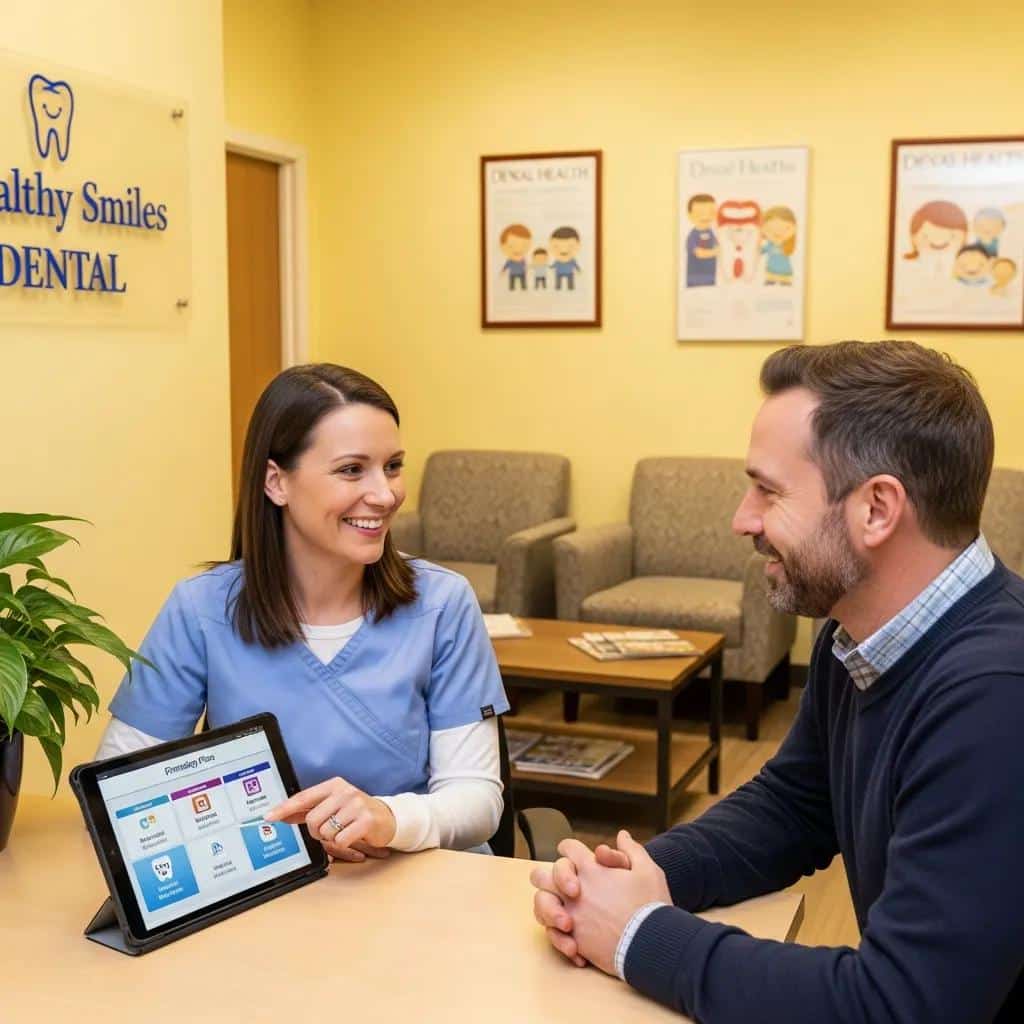 Dental professional discussing financing options with a patient