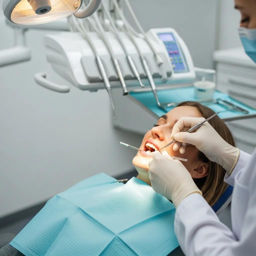 Dentist performing root canal therapy on a patient in a dental office