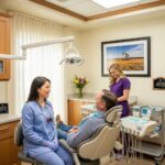 Local dental clinic in Crowley TX with a dentist providing personalized care to a patient