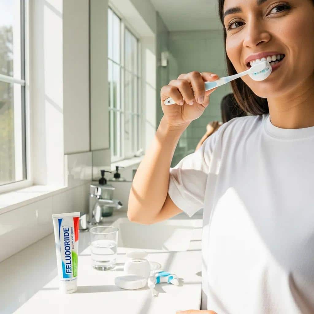 Person brushing teeth, demonstrating effective care for dental implants