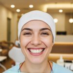 Smiling person in a dental office, highlighting the benefits of dental implants