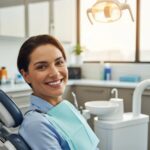 Smiling person with dental implants in a bright dental office