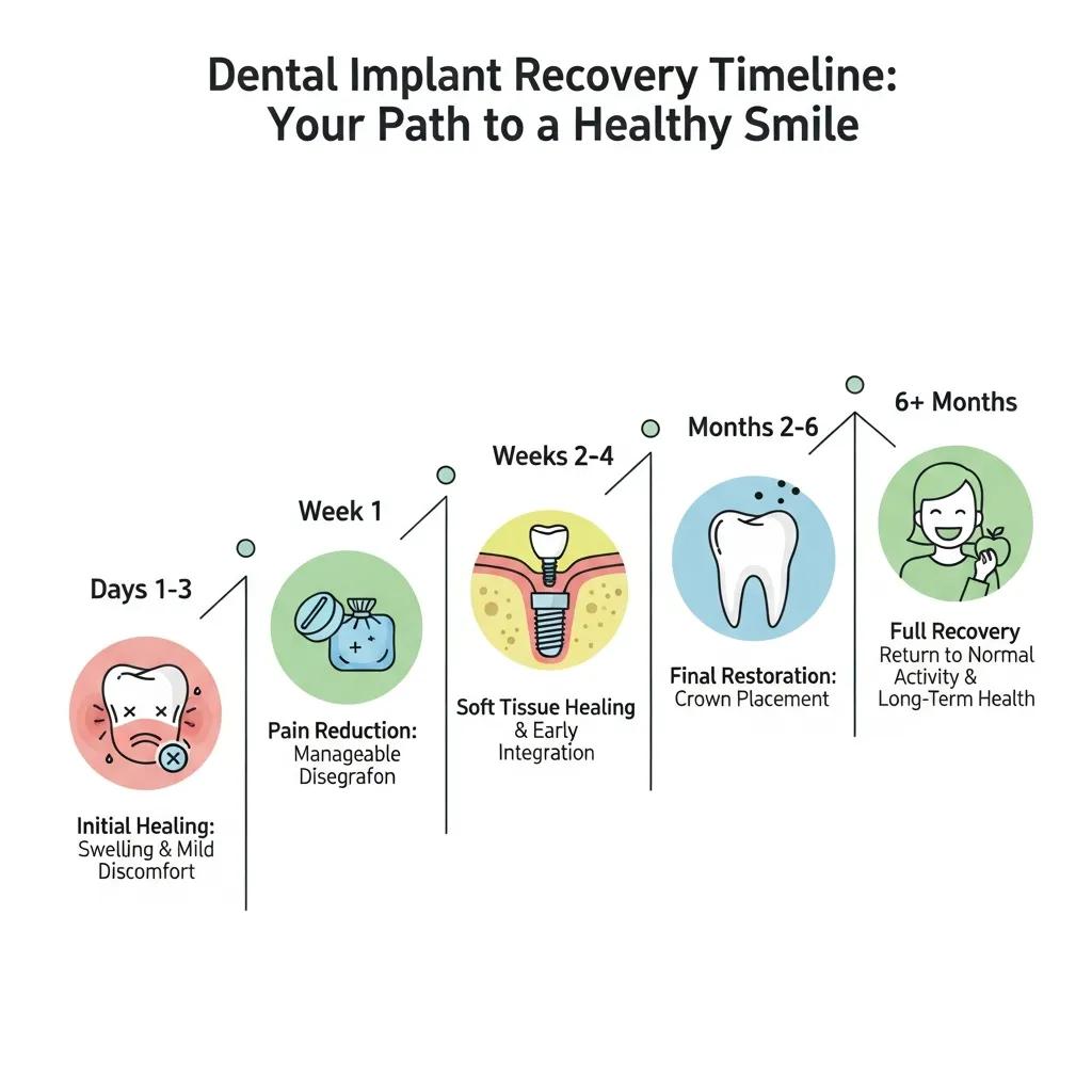 Timeline of recovery milestones after dental implant surgery