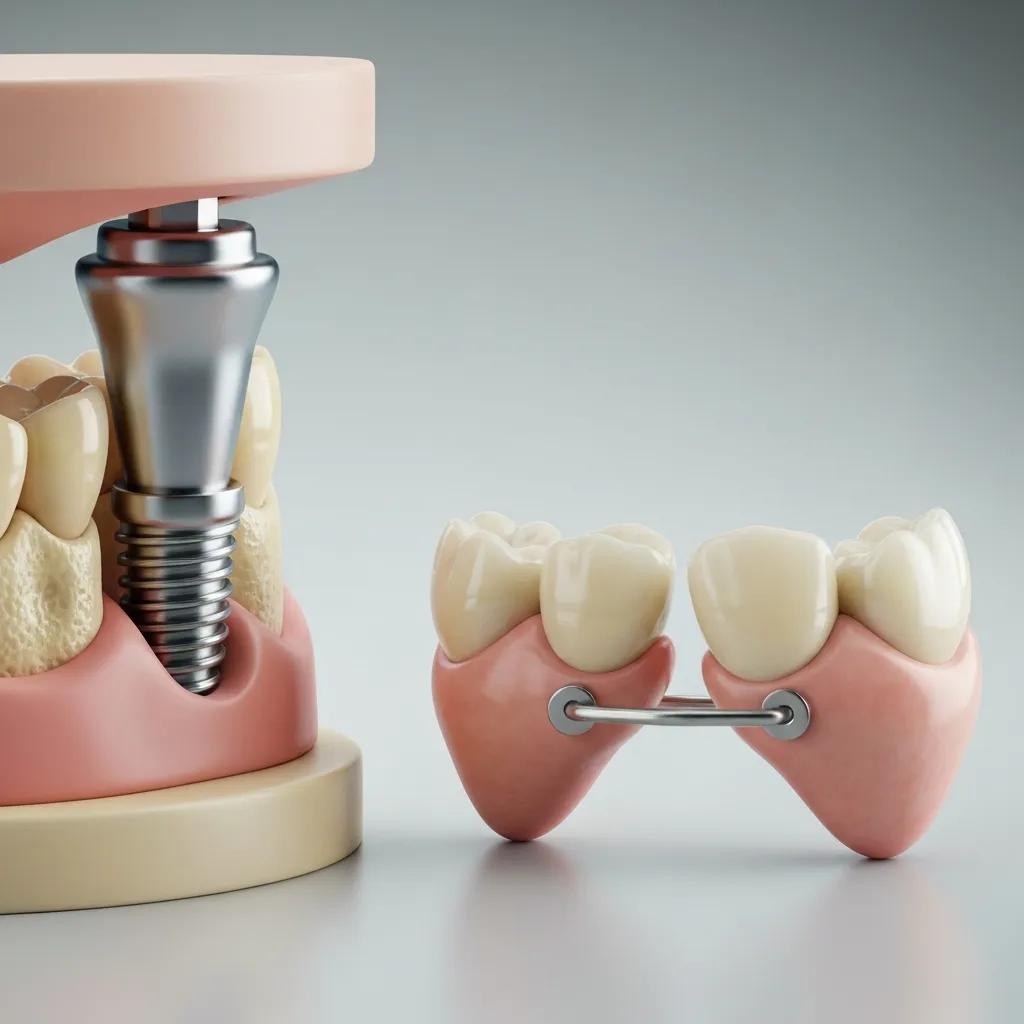 Comparison of dental implant and partial denture aesthetics side by side