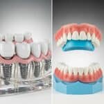 Comparison of dental implants and dentures highlighting their differences in design and functionality
