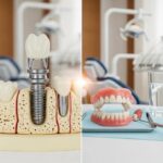 Comparison of dental implants and dentures highlighting their differences in durability and longevity
