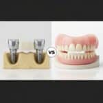 Comparison of dental implants and dentures highlighting their distinct features and benefits