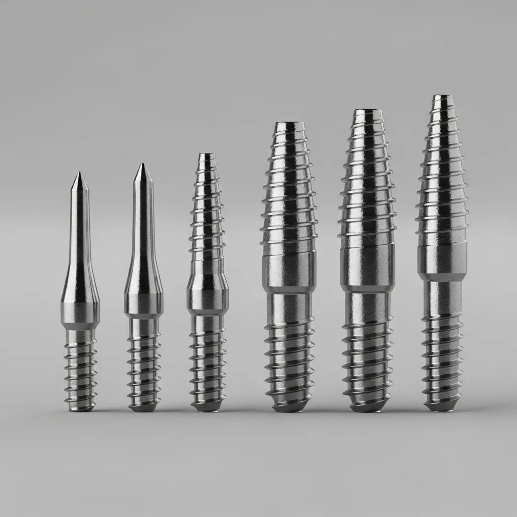 Side-by-side comparison showing size difference between mini and traditional dental implants