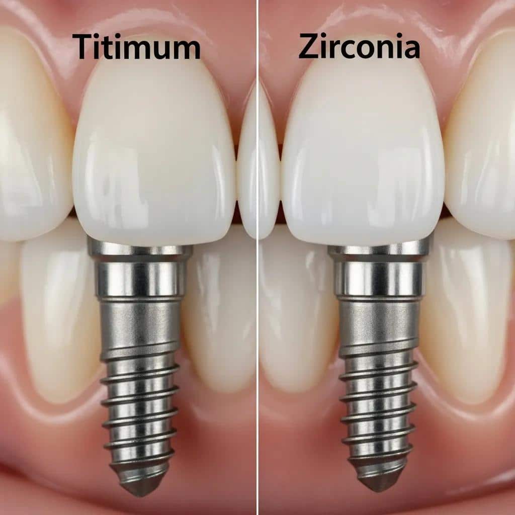 Comparison of titanium and zirconia dental implants highlighting aesthetic differences