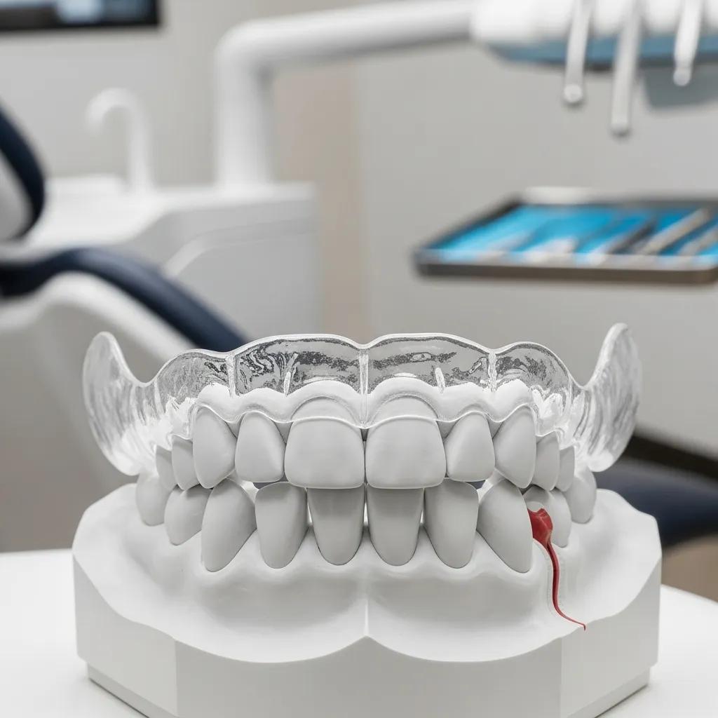 Custom dental appliance on a model showing fit and alignment
