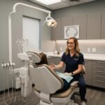 Dental consultation about implants in a modern office