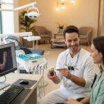 Dental consultation about implants in a welcoming clinic environment