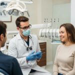 Dental consultation on mini and traditional implants in a modern dental office