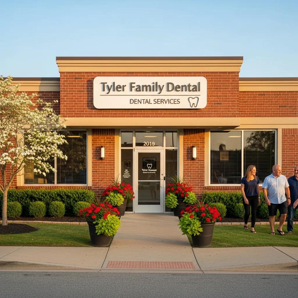 Exterior view of a dental clinic in Tyler, Texas, showcasing local dental services