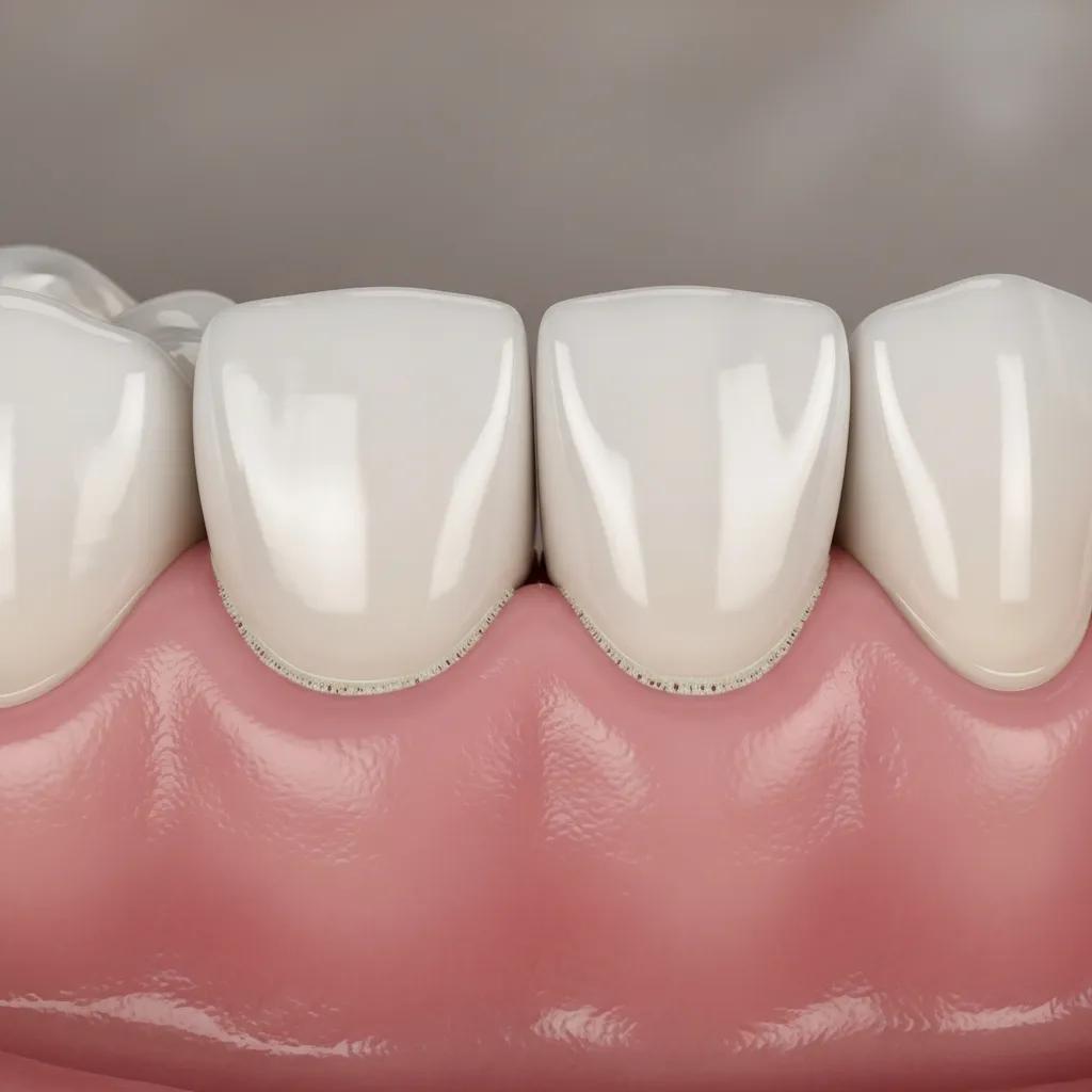 Healthy gum tissue around a dental implant highlighting the role of gum health in appearance