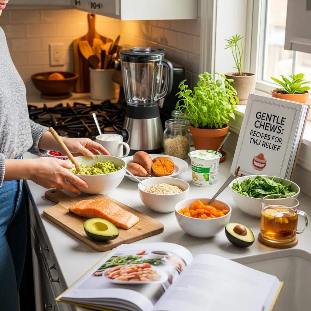 Person preparing a soft meal to prevent TMJ flare-ups