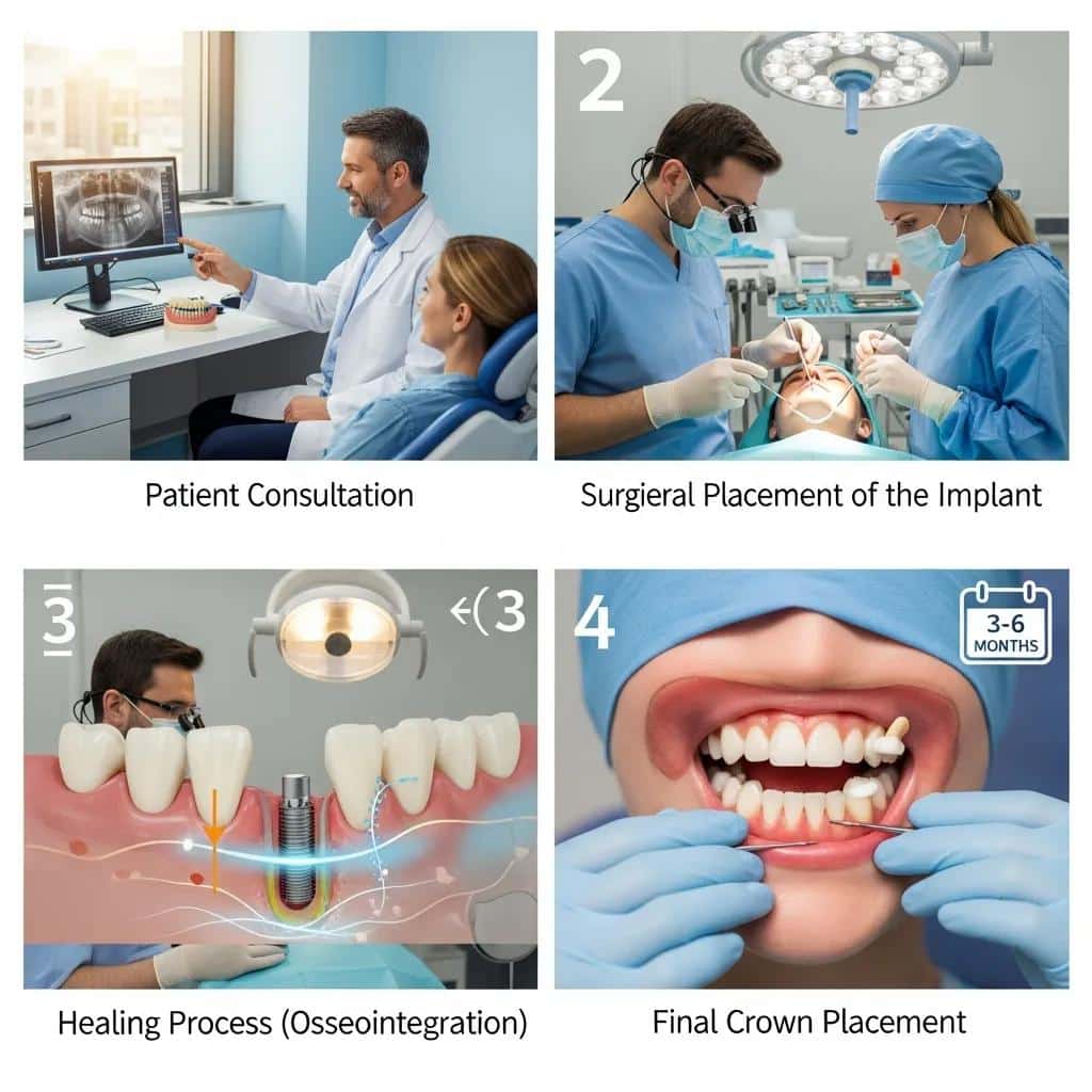 Visual representation of the dental implant procedure steps for better understanding