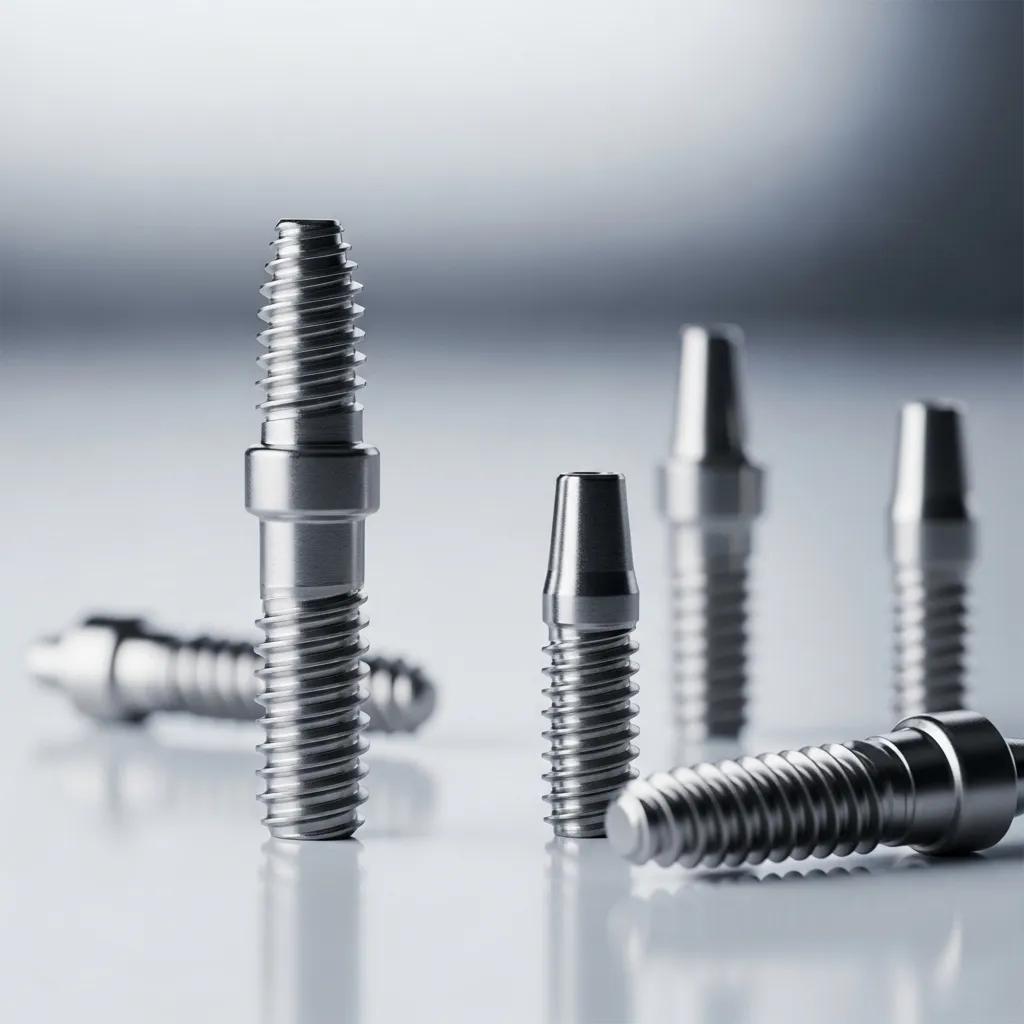 Close-up of titanium dental implants showcasing their strength and design