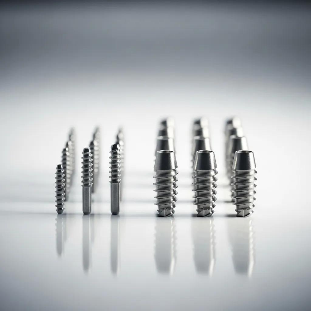 Comparison of mini dental implants and traditional implants highlighting size differences