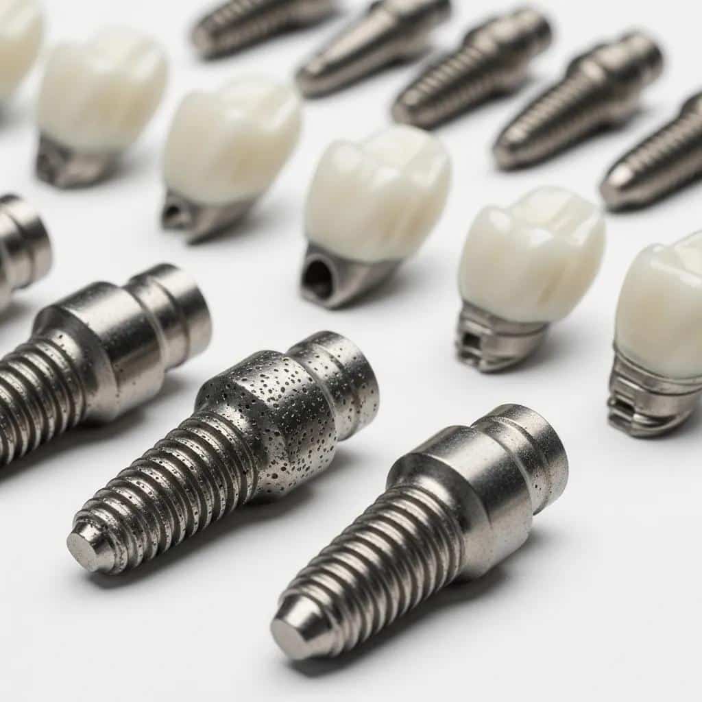 Comparison of titanium and zirconia dental implant materials showcasing quality differences