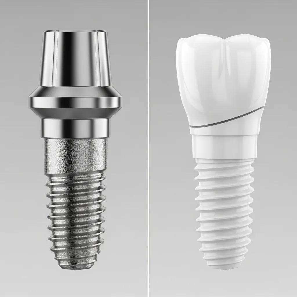 Comparison of titanium and zirconia dental implants highlighting their distinct characteristics