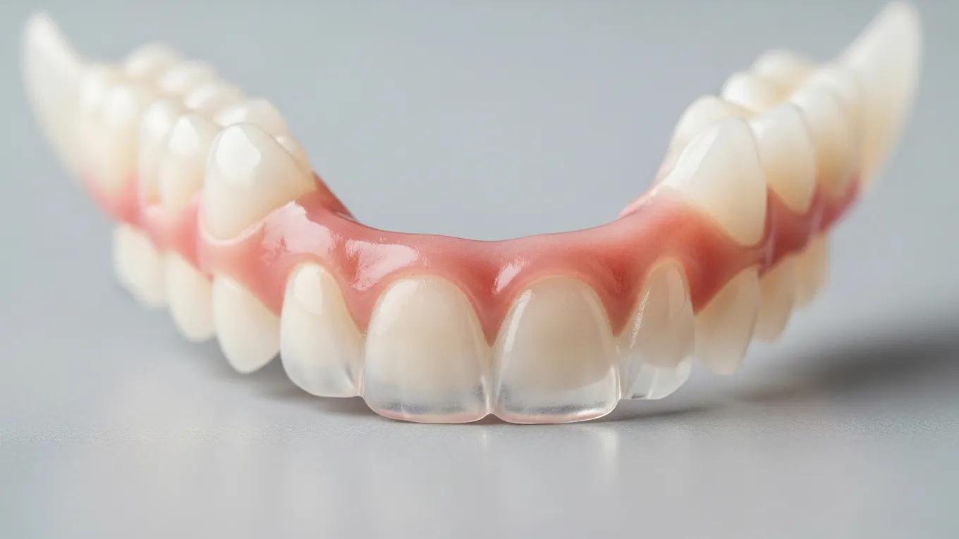 Custom dental splint designed for TMJ pain management on a neutral background