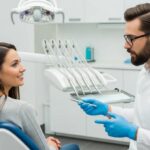 Dental consultation about implants in a modern office setting