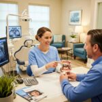Dental consultation about implants in a welcoming clinic environment
