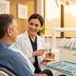 Dental consultation about implants in a welcoming clinic environment