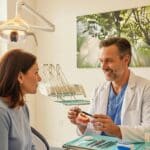 Dental consultation about implants in a welcoming clinic setting