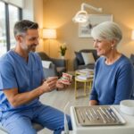 Dental consultation about implants in a welcoming clinic setting
