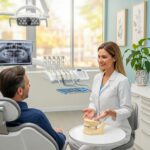Dental consultation on implants in a welcoming clinic environment