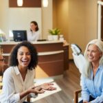 Diverse group of people smiling in a dental clinic, representing affordable dental implant alternatives