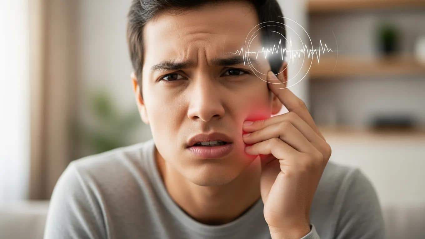 Individual experiencing jaw pain, highlighting TMJ disorder symptoms