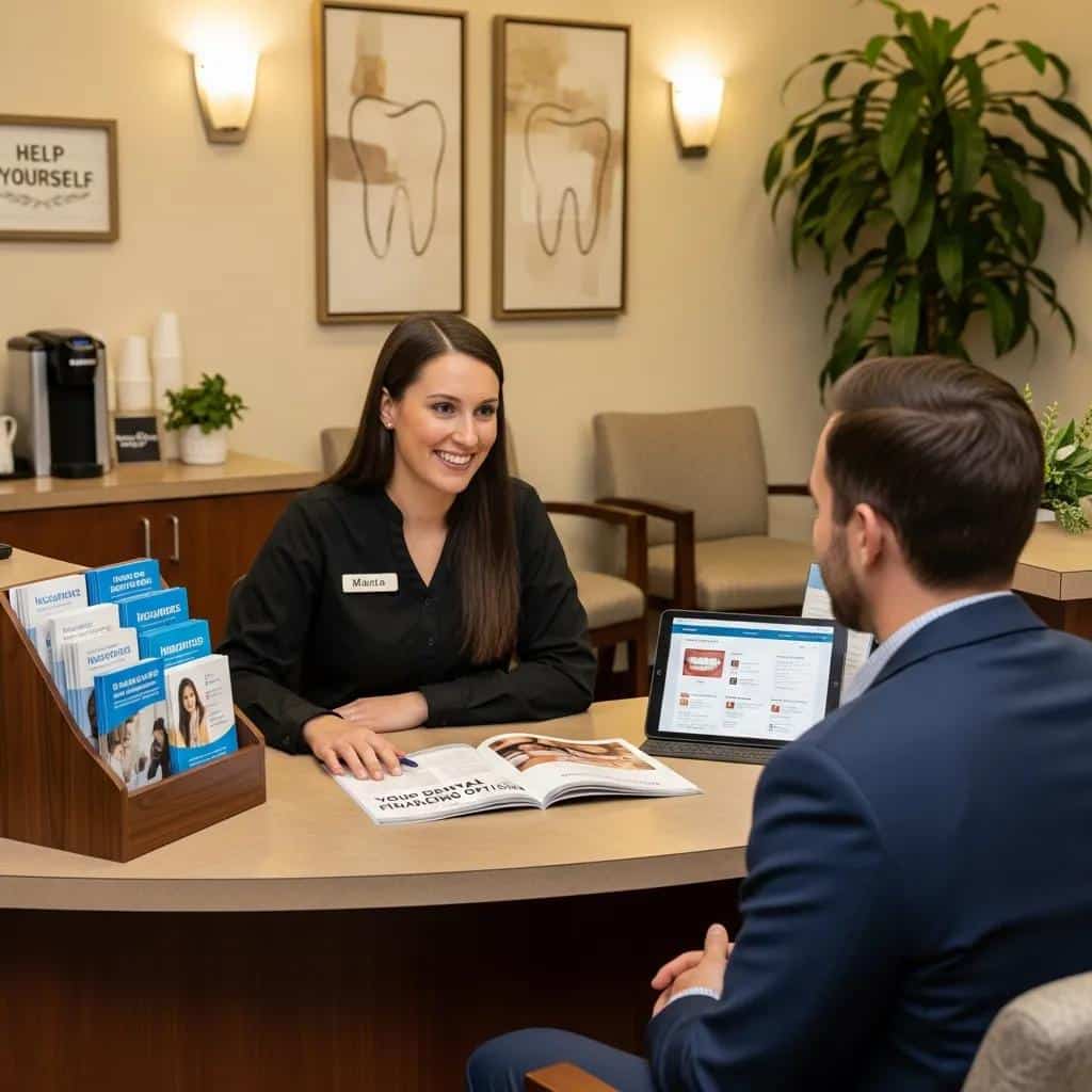 Patient talking with clinic staff about financing options
