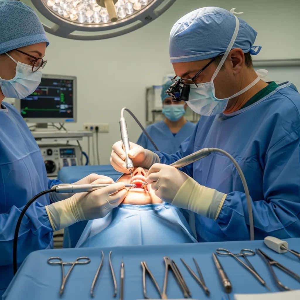 Surgical procedure for zygomatic dental implants in an operating room