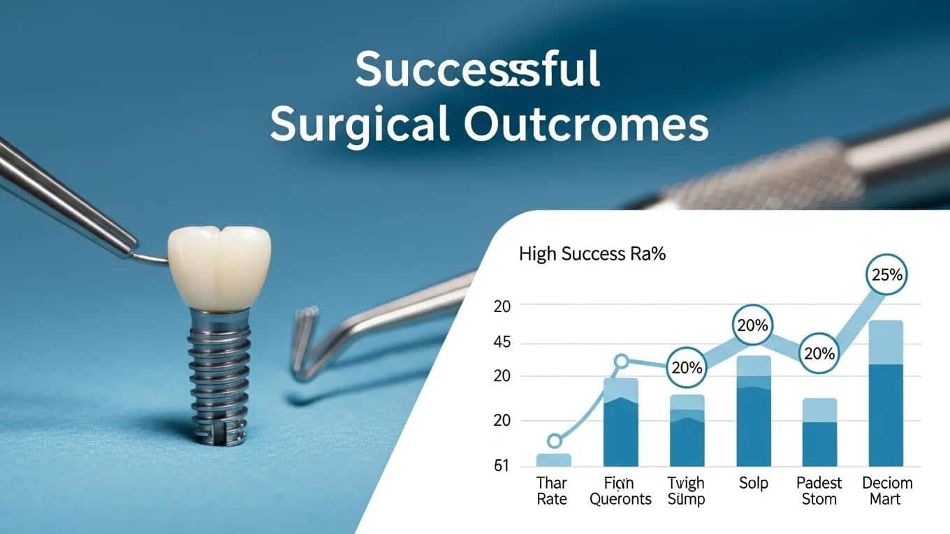 Close-up of a dental implant and surgical tools, representing the success rates of skilled oral surgeons