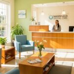 Welcoming dental clinic reception area in Mansfield with friendly staff and comfortable seating