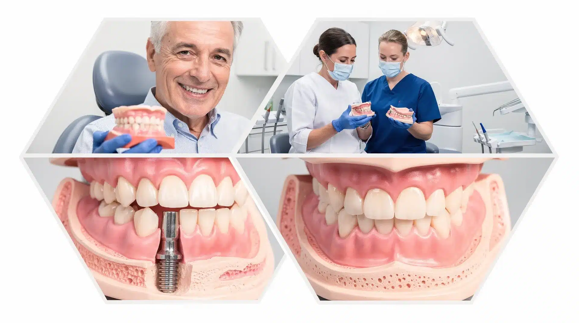 Implants become a permanent fixture in the mouth and stimulate the jawbone, preventing bone loss