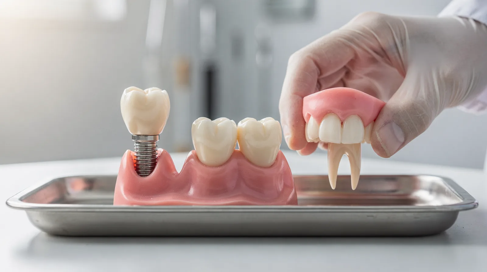 A three-unit bridge is the most traditional way to replace a single tooth