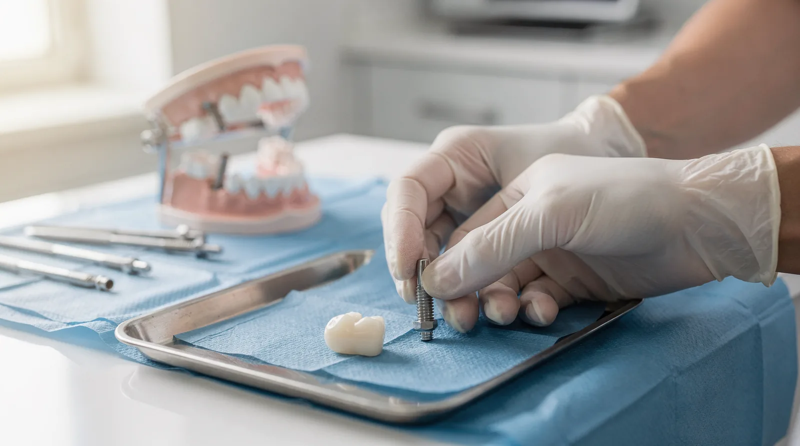 The implant surgery involves giving anesthesia to numb the gums and possibly sedation.; The surgeon