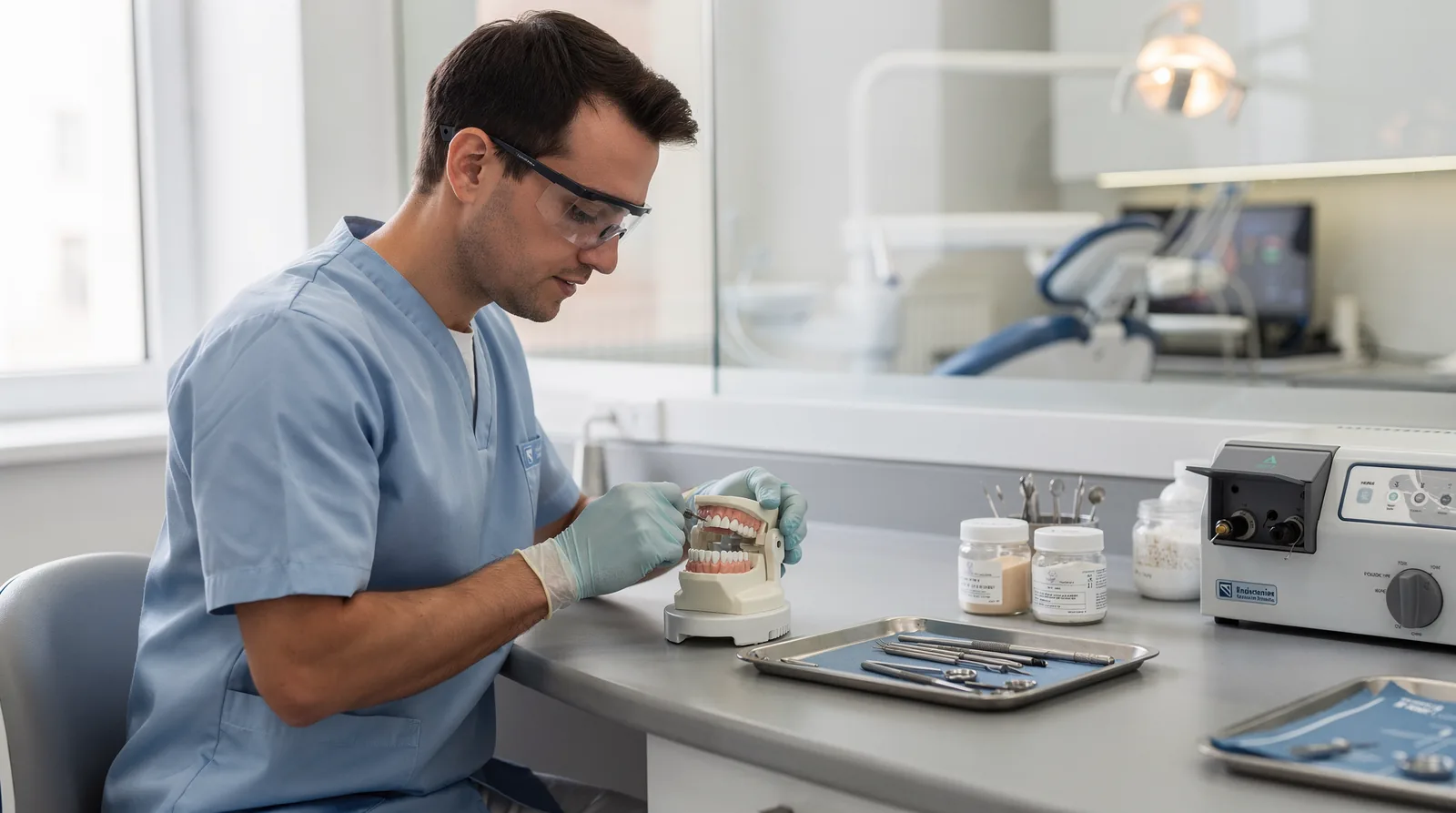 The on-site dental lab speeds up turnaround for dentures, crowns, and custom appliances, often enabling