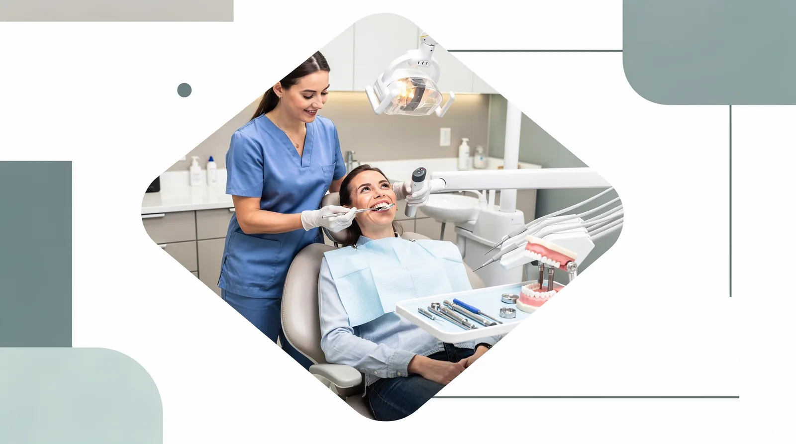 Regular dental visits are essential for implant maintenance, just as for natural teeth.; A typical