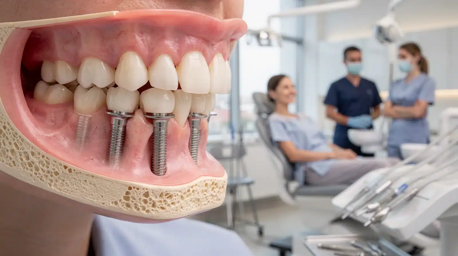 Dental implants are securely anchored into the jawbone, unlike dentures that can slip or shift