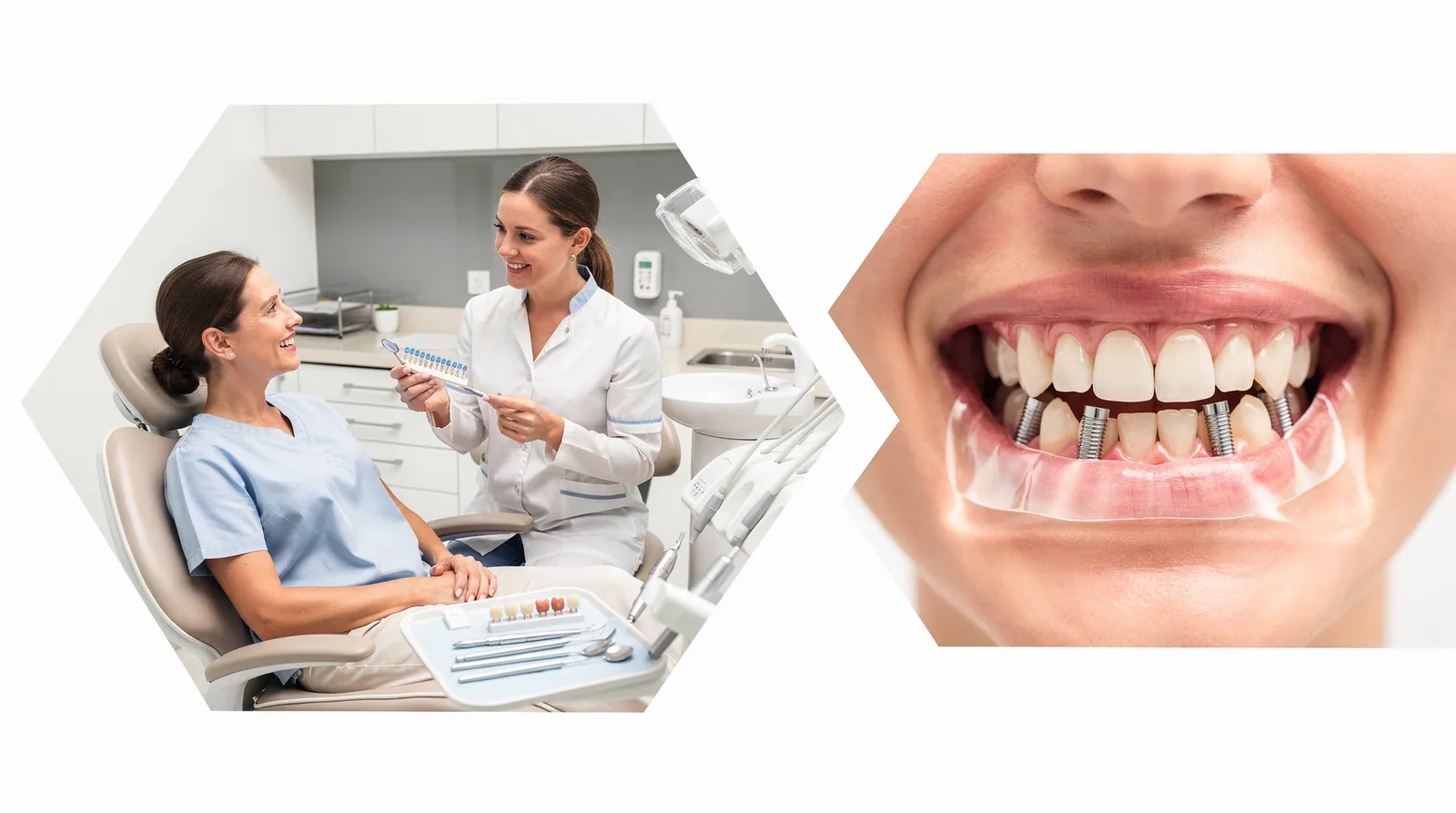 The process begins with a free consultation where the dentist determines your needs and recommends